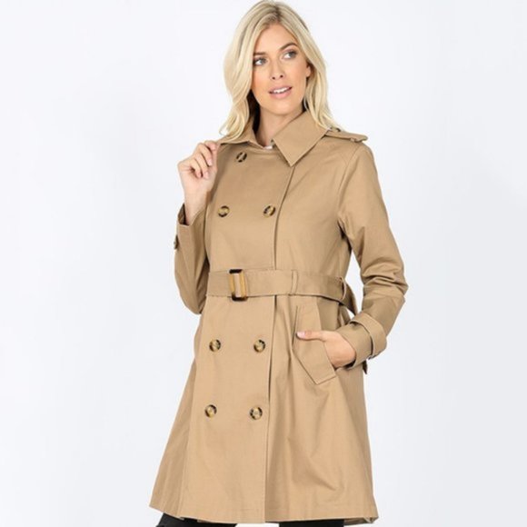 Belted Double Breasted Trench Coat Jacket - Picture 4 of 4